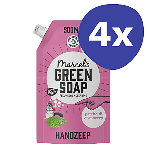 Marcel's Green Soap Handzeep Patchouli & Cranberry Stazak Multipack x4