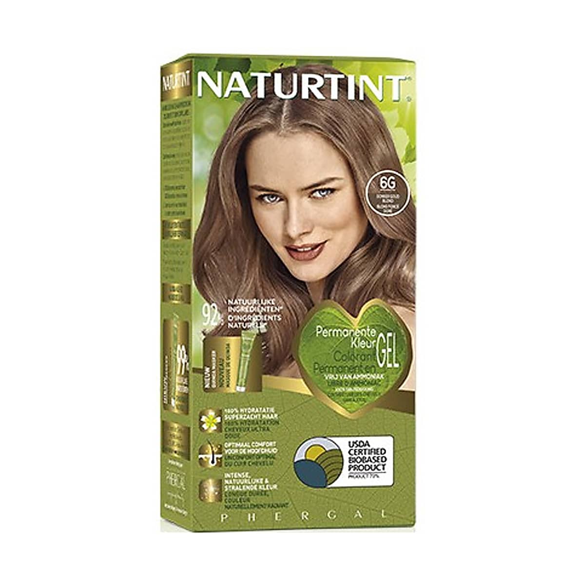 Effectief onstabiel zeewier Naturtint Permanente Haarverf 6G Donker Goud Blond | BigGreenSmile